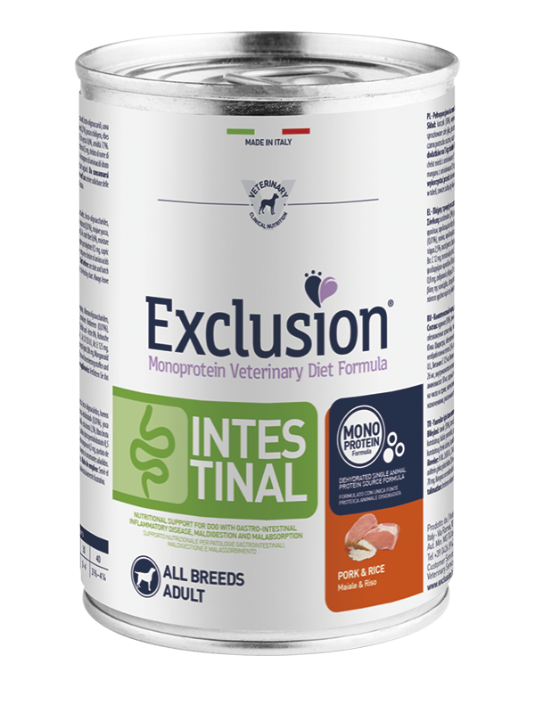 Exclusion Intestinal Pork & Rice 400g - Alimento umido per Cani Exclusion Intestinal Pork & Rice 400g - Alimento umido per Cani